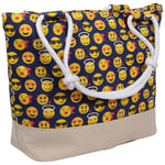 Shopper Einkaufstasche Strandtasche blau Emoticon ca. 48 cm x 35 cm a1edef62f0a5043a6411d1612cb4d363