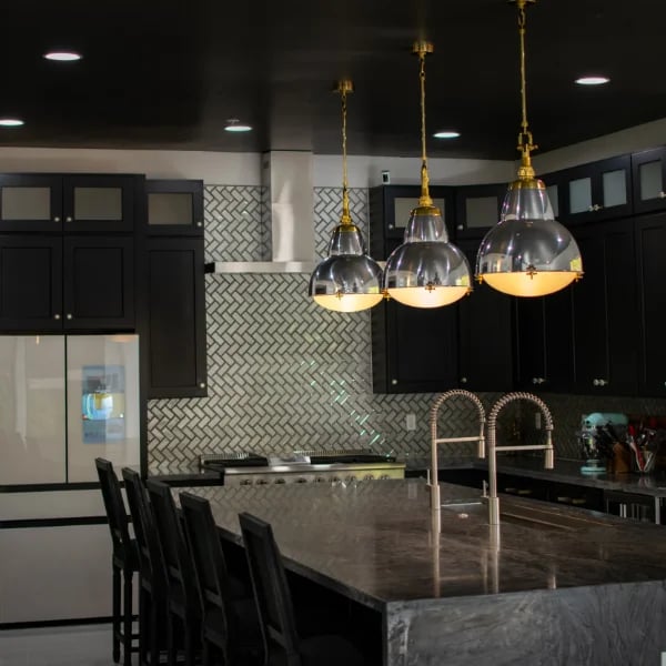 Elegant Dark Kitchen and Bath
