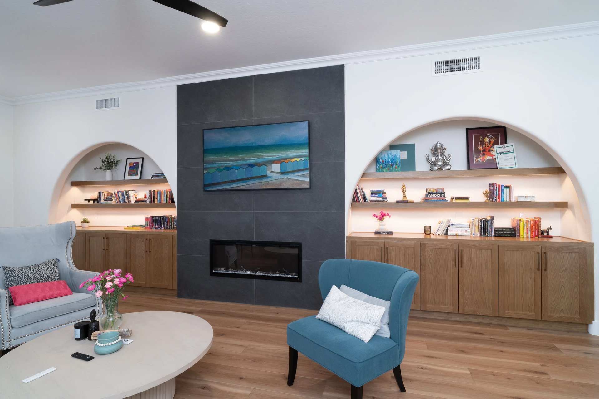 Living room in a home expanded with a seamless addition