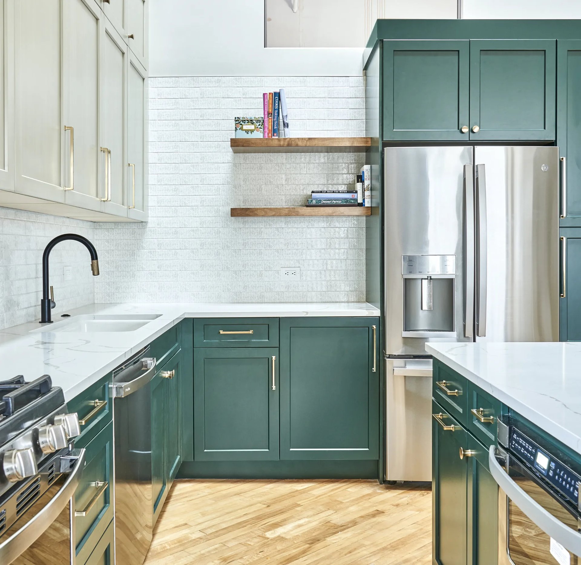 Kitchen renovation with custom cabinets and tile backsplash
