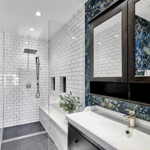 Elegant Floral Condo Bathroom