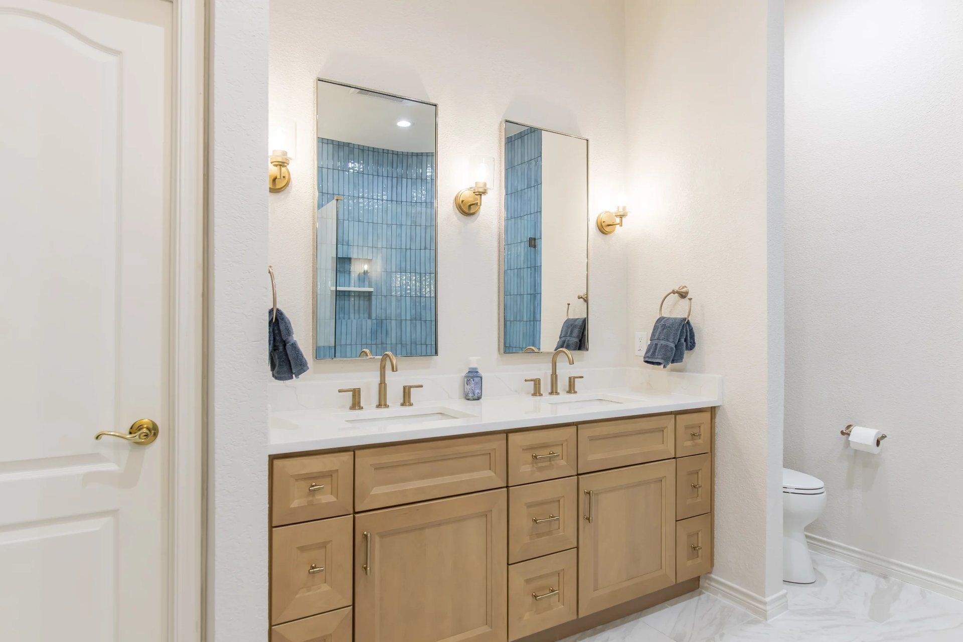 Double vanity and toilet