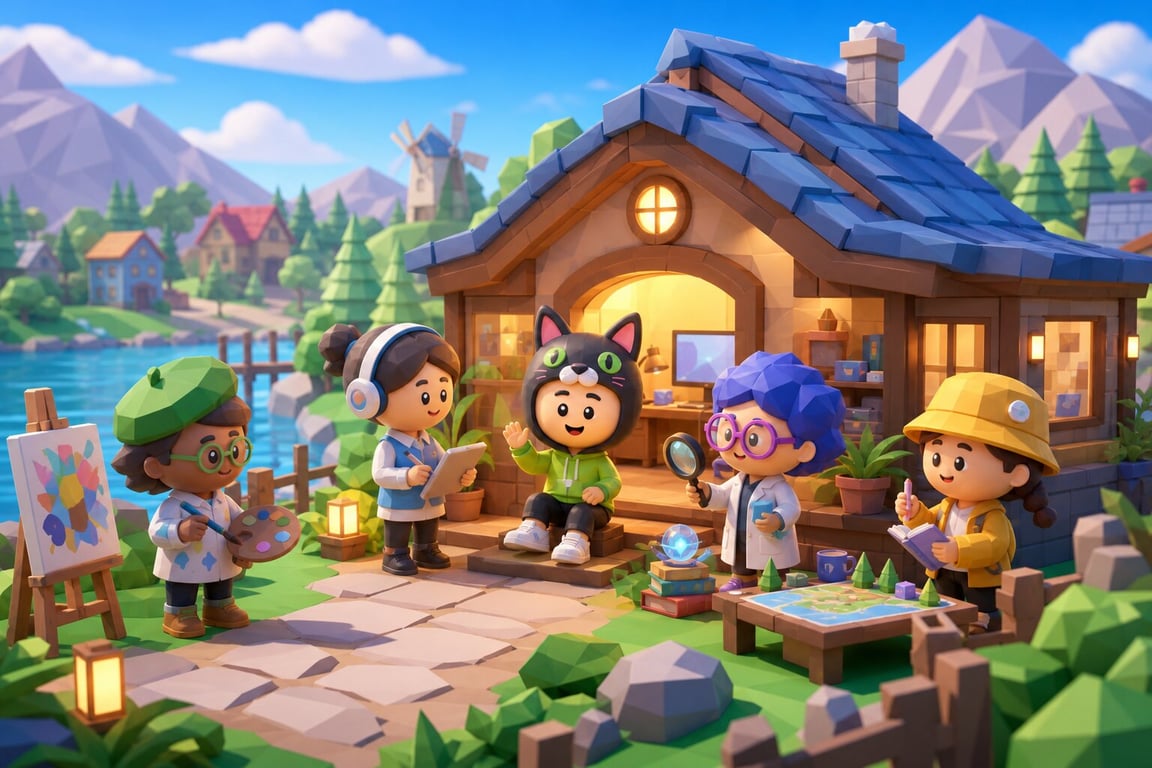 Toy-like EranaOS agents gathered around a personal home hub