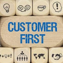 Customer First spelled with blocks