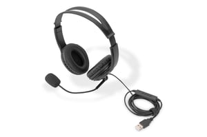 Digitus USB 2.0-hörlurar, brusreducering, kabel 1,95 m