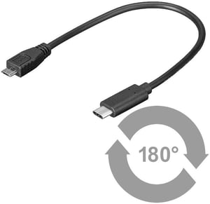 Microconnect USB3.1CAMB02 USB Cable, USB 2.0, 0.2 m, Micro-USB B to USB-C, Black