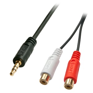 Lindy 35678 Audiokabel 0,25 m, 2 x RCA 3,5 mm, Schwarz, Rot, Weiß