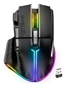 Spirit of Gamer PRO M5 DARK WIRELESS myszka Gaming Po prawej stronie RF Wireless + Bluetooth + USB Type-C Optyczny 8000 DPI