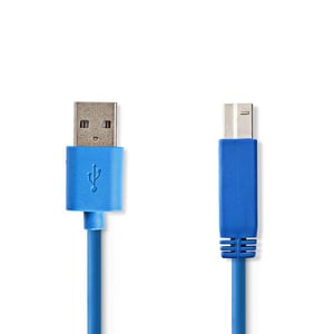 Nedis CCGP61100BU30 USB 3.2 Gen 1 (3.1 Gen 1) Cable, 3 m, USB A to USB B, Blue