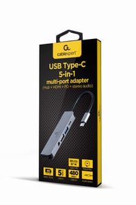 Gembird A-CM-COMBO5-02 Wired USB 3.2 Gen 1 (3.1 Gen 1) Type-C Docking Station, Silver