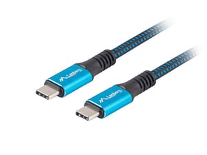 Lanberg CA-CMCM-45CU-0005-BK USB4 Gen 2x2 Cable, 0.5 m, USB-C, Black, Blue
