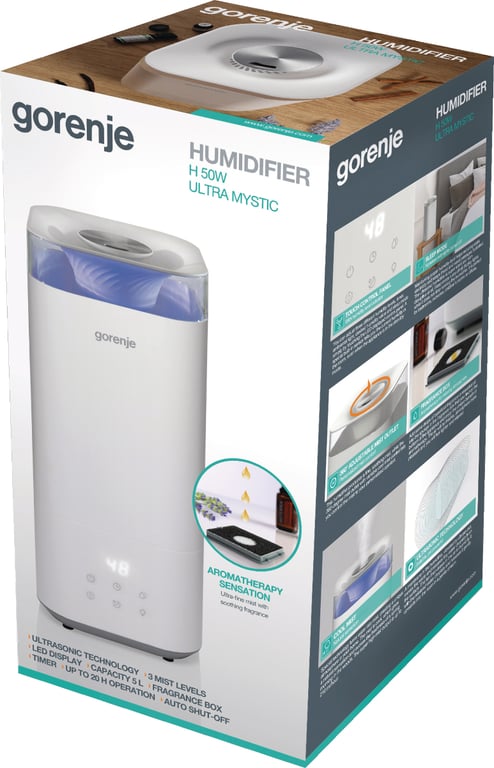 Gorenje H50W nawilżacz powietrza Ultradźwiękowy Biały 26 W