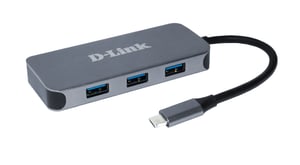 D-Link DUB-2335 dockningsstation, kabelansluten USB Type-C, grå
