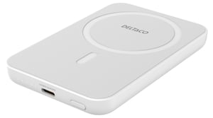 Deltaco PB-Q1006 Lithium-Polymer (LiPo) Power Bank, 5000 mAh, Wireless Charging, White