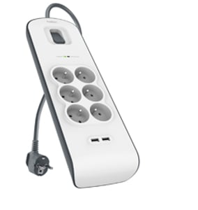 Belkin BSV604ca2m White 6-Port Power Strip, 2 m