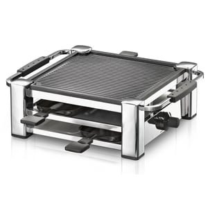 Rommelsbacher RCC 1000 raclettegrill för 4 personer, 1000 W, svart, krom