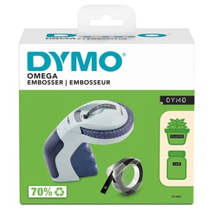 DYMO Omega etikettskrivare med prägelfunktion | Liten etikettskrivare med ”vrid-och-tryck”-mekanism och ergonomiskt handtag | (£/€, Ä, Ö och Ü)