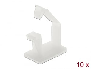 DeLOCK Kabelbinder, mit Klammer, selbstklebend, naturfarben, 10 Stück.