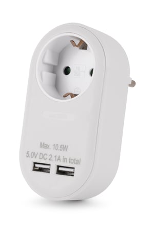 Entac EPAG-1EE-2USB-W adapter wtyczek zasilających Typu F Biały