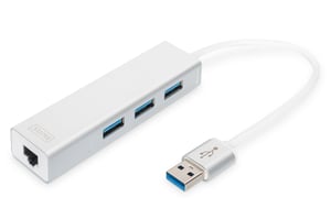 Digitus 3-Port-USB-3.0-Hub und Gigabit-LAN-Adapter