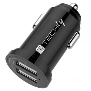 Techly IUSB2-CAR5-A24 Portable Device Charger, Universal, Black, Automatic Cigarette Lighter
