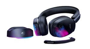 ROCCAT Syn Max Air Kabelloses Gaming-Headset mit Kopfbügel, USB-Typ-C, Ladestation, schwarz