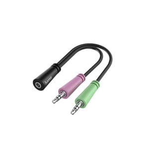Hama 00200351 Audio Cable, 0.15 m, 3.5 mm TRS to 2 x 3.5 mm, Black