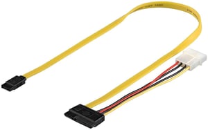 Microconnect PI17147 SATA cable, 0.5 m, SATA 7-pin to SATA 7-pin + 15-pin, Multicolor