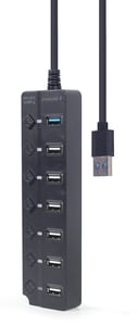 Gembird UHB-U3P1U2P6P-01 USB 3.2 Gen 2 (3.1 Gen 2) Type-A Hubs and Concentrators, 5000 Mbit/s, Black