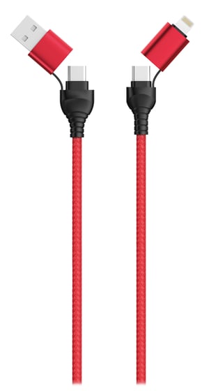 2GO 797370 kabel USB 1,2 m USB A/USB C USB C/Lightning Czarny, Czerwony