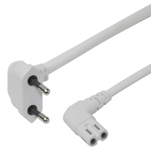 Deltaco 1902295 Power Cord, White, 1.5 m, CEE7/16, IEC C7