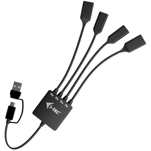 i-tec USB-C/USB-A-Kabel-Hub mit 4 Anschlüssen (2x USB-C, 2x USB-A) USB 3.2 Gen 1 (3.1 Gen 1) Typ A + Typ C 5000 Mbit/s Schwarz