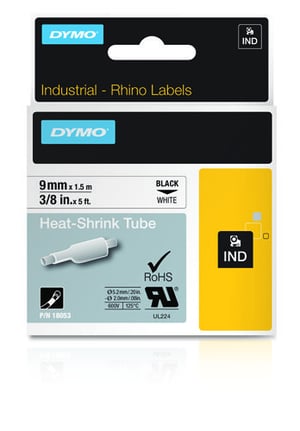 DYMO IND Etykiety termokurczliwe na rurki - 9mm x 1,5m - czarno-białe