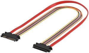 Goobay 93871 SATA-Kabel 0,5 m, SATA 7-polig + 15-polig, Schwarz, Orange, Rot, Gelb