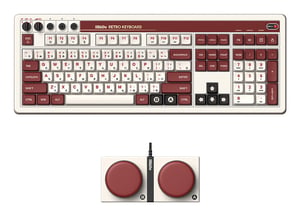 8Bitdo Retro 108 klawiatura Gaming USB + RF Wireless + Bluetooth Bordowy, Biały