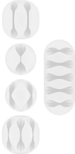 Goobay 70681 Cable Organizer for Desk/Wall, Cable Clips, White, 5-pack