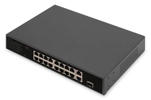Digitus 16-portars Fast Ethernet PoE-switch, 2 gigabit-uppkopplingar (RJ45 / SFP)