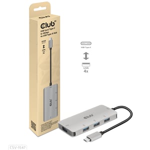 CLUB3D CSV-1547 USB 3.2 Gen 2 (3.1 Gen 2) Type-C-hubbar och koncentratorer 10000 Mbit/s Svart, Silver