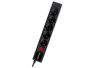 Tracer överspänningsskydd PowerGear 5 m svart (5 uttag) grenuttag 5 x nätuttag inomhus svart