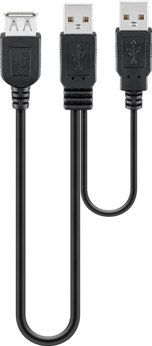Deltaco 93353 kabel USB USB 2.0 0,3 m USB A 2 x USB A 0,48 Gbit/s Czarny