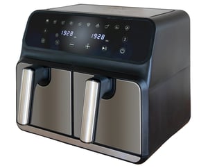 Unold 58685 Fritteuse, Doppelausführung, 8 l, Standgerät, 1700 W, Heißluftfritteuse, Schwarz, Grau