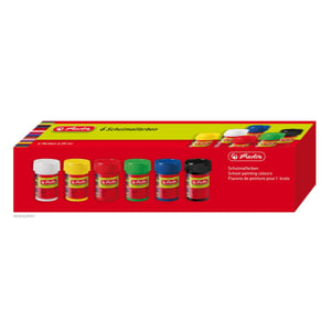 Herlitz 8643025 vattenbaserad färg Svart, Blå, Grön, Röd, Vit, Gul 25 ml Burk 6 st.