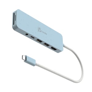 j5create JCD373EC-N USB Type-C-hubbar och koncentratorer 5000 Mbit/s Cyan