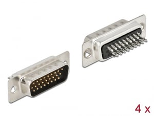 DeLOCK D-Sub HD 26-poliger Stecker, Metall, Lötversion, 4 Stück.
