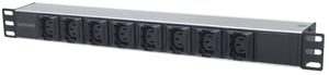 Intellinet 163651 Stromverteilereinheit (PDU) mit 8 Netzanschlüssen, 1U, Schwarz, Silber