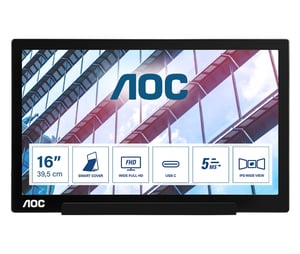 AOC I1601P tragbarer Fernseher/Monitor Schwarz, Silber 39,6 cm (15,6") LED 1920 x 1080 px