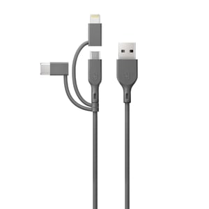 GP Batteries CY1N USB-Kabel 1 m USB-A – USB-C/Micro-USB-B/Lightning 0,48 Gbit/s Grau