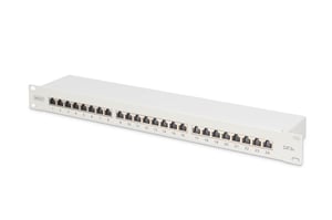 Digitus kopplingspanel (patchpanel) 19'' 24x RJ45, LSA-nivå, kat. 6A, skärmad, 1U, grå, kabelhållare