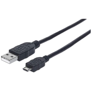 Manhattan 325684 USB 2.0 Cable, 3 m, USB-A to Micro-USB-B, 0.48 Gbit/s, Black