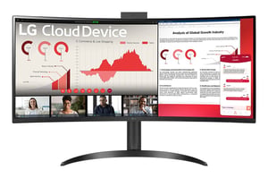 LG 34CR651W-BP All-in-One PC Intel® Pentium® Silver N6005 86.4 cm (34") 3440 x 1440 px All-in-One thin client, 8 GB DDR4-SDRAM, 256 GB SSD, Windows 10 IoT Enterprise LTSC, Wi-Fi 6 (802.11ax), Black